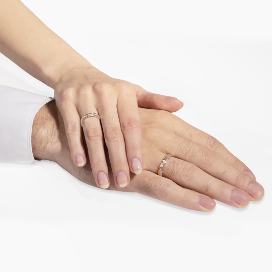 Obrączki ślubne, dwukolorowe złoto, półokrągłe, 4mm: 8, 23