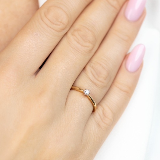 Pierścionek z diamentem, dwukolorowe złoto pr.585 R34130 0,10ct: 10
