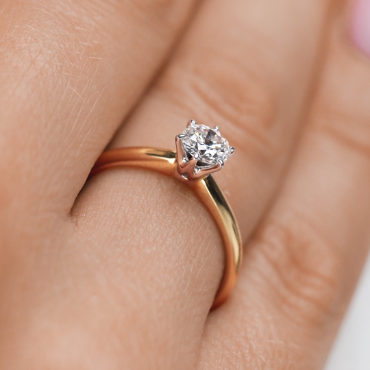 Pierścionek z diamentem laboratoryjnym (R58829 0,51ct YW LGD)