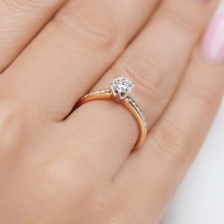 Pierścionek z diamentami laboratoryjnymi (R58831 YW LGD 0,50ct) - zdjęcie: 6