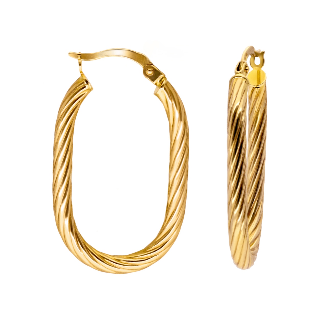 Kolczyki złote owale skręcone (E11974 Y A)