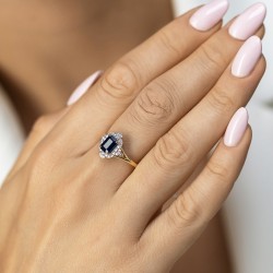 Pierścionek z szafirem i diamentami (R98879 Y SA): 10 - zdjęcie: 3