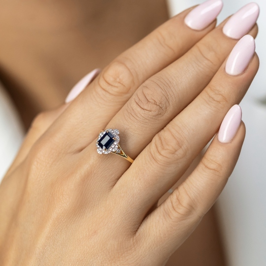 Pierścionek z szafirem i diamentami (R98879 Y SA): 10