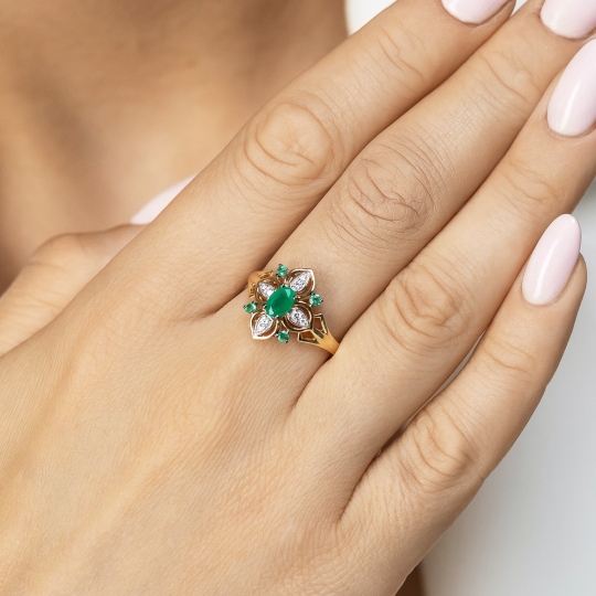 Pierścionek ze szmaragdem i diamentami (R98880 Y EM): 10