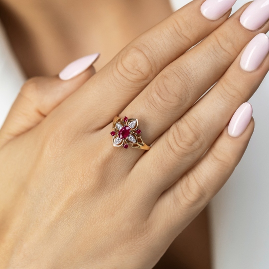 Pierścionek z rubinami i diamentami (R98880 Y RU): 10