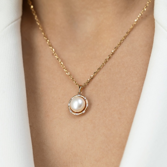 Zawieszka z perłą i diamentami (P98882 Y PL)