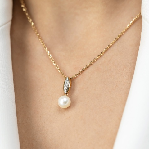 Zawieszka z perłą i diamentami (P98884 Y PL)