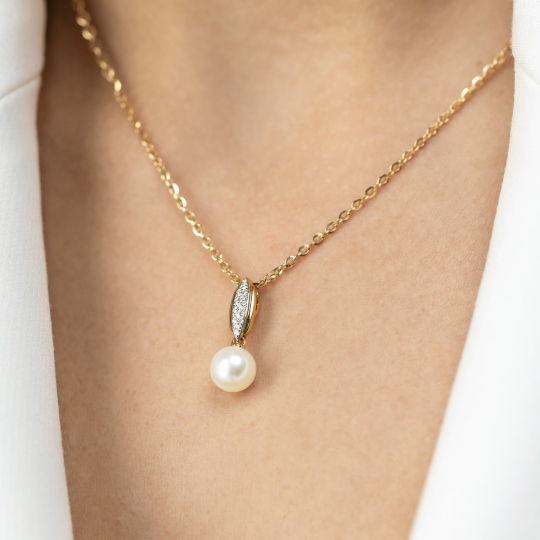 Zawieszka z perłą i diamentami (P98884 Y PL)