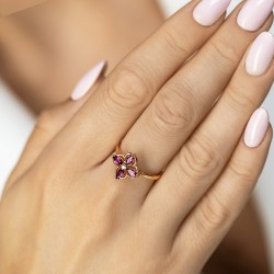 Pierścionek z rodolitami i diamentami (R98901 Y RH): 10 - zdjęcie: 3