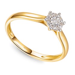 Pierścionek z diamentami, dwukolorowe złoto pr.585 (R69379 YW) - zdjęcie: 2