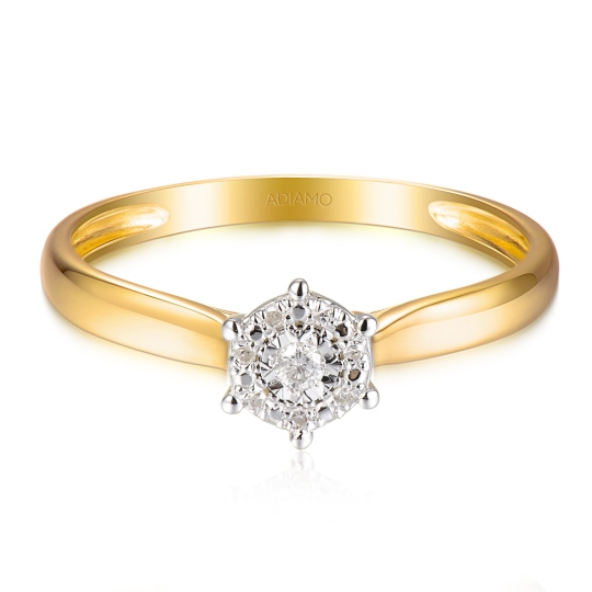 Pierścionek z diamentami, dwukolorowe złoto pr.585 (R69379 YW)