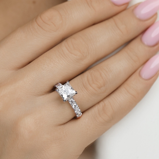 Pierścionek z diamentami laboratoryjnymi (R94455 3,07ct YW LGD) :10