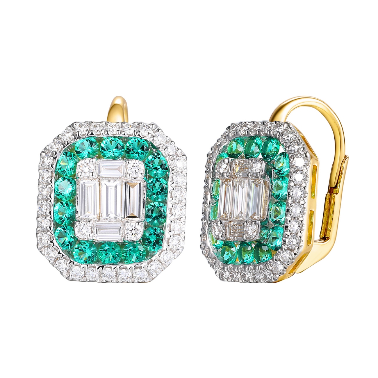 Kolczyki ze szmaragdami laboratoryjnymi (E98892 Y P LGEM)