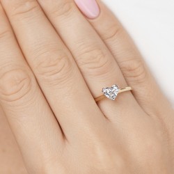 Pierścionek serce z diamentem laboratoryjnym (R96126 1,02ct YW LGD) - zdjęcie: 3
