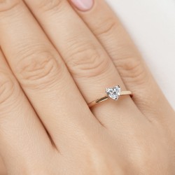Pierścionek serce z diamentem laboratoryjnym (R96126 0,51ct YW LGD) - zdjęcie: 3