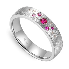 Obrączka z rubinami i diamentami, 4,7 mm (O-R99876 W RU)