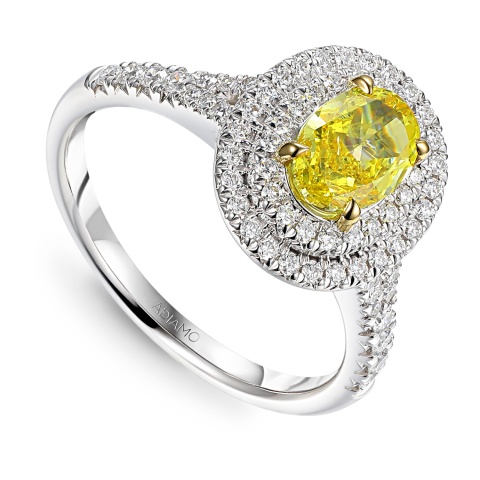 Pierścionek z żółtym diamentem laboratoryjnym (R100393 YW LGDY)