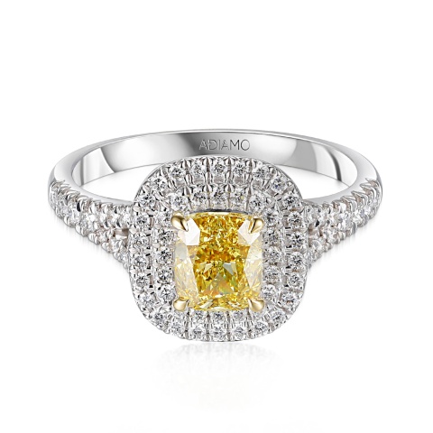 Pierścionek z żółtym diamentem laboratoryjnym (R100394 YW LGDY)