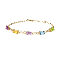 Bransoletka z kolorowymi kamieniami i diamentami (B09913 Y BT,CT,AM,PT,PAM)