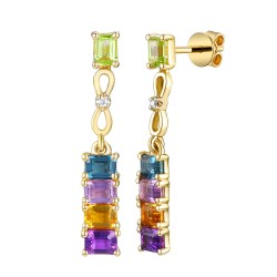 Kolczyki z kolorowymi kamieniami i diamentami (E100260 Y S BT,CT,AM,PT,PAM) - zdjęcie: 2