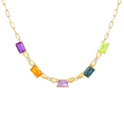 Naszyjnik z kolorowymi kamieniami i diamentami (N12478 Y BT,CT,AM,PT,PAM) - zdjęcie: 2