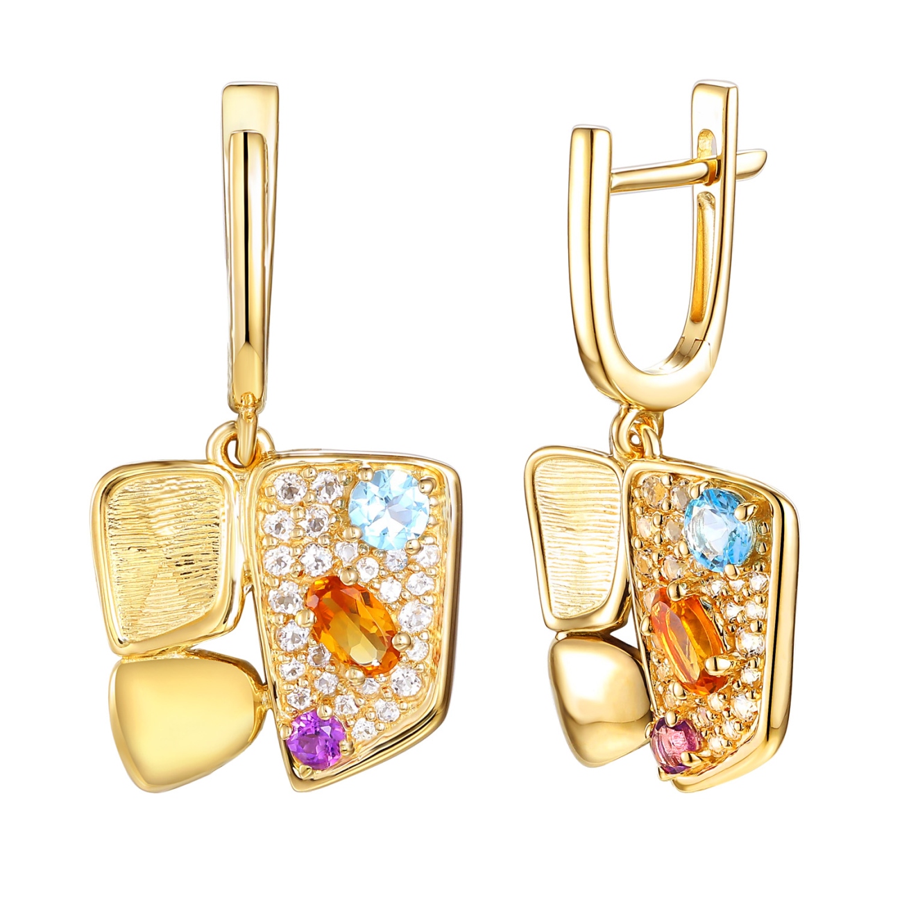 Kolczyki z kolorowymi kamieniami (E100444 Y A AM,BT,CT)