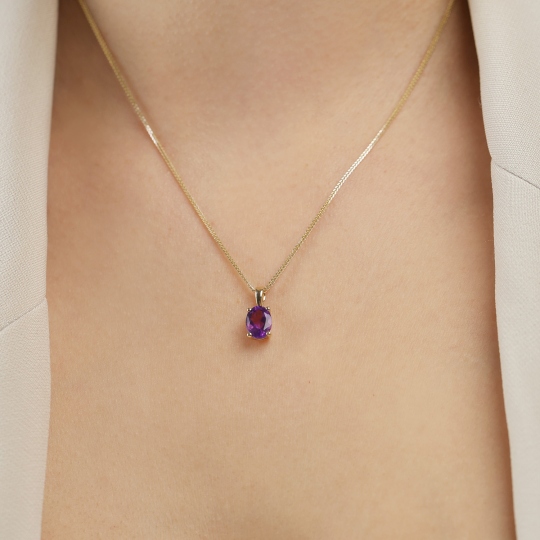 Komplet biżuterii z ametystami (E43062YAM+P43062YAM+R43062YAM)