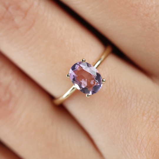 Komplet biżuterii z różowymi ametystami (E43062YPAM+P43062YPAM+R43062YPAM)