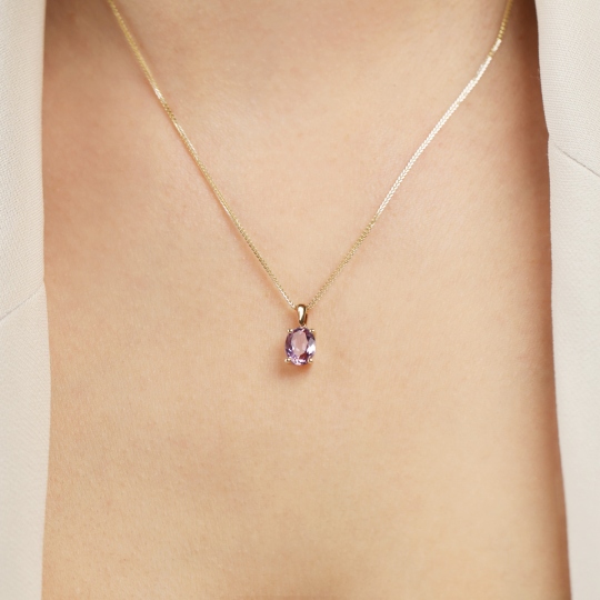 Komplet biżuterii z różowymi ametystami (E43062YPAM+P43062YPAM+R43062YPAM)