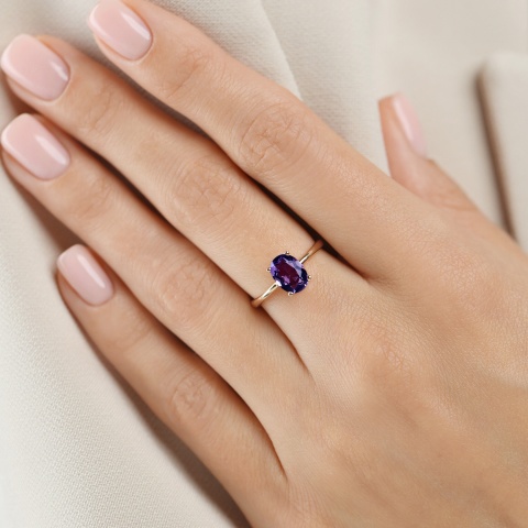 Pierścionek z ametystem (R43062 Y AM)