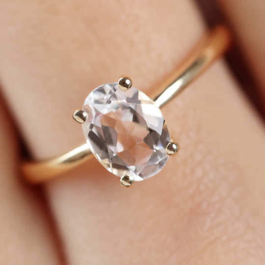 Komplet biżuterii z białymi topazami (E43062YWT+P43062YWT+R43062YWT)