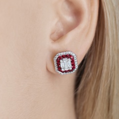 Kolczyki z rubinami laboratoryjnymi (E98892 Y P LGRU)