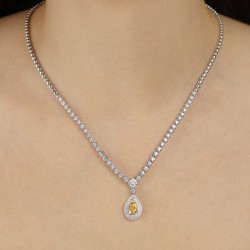 Naszyjnik z żółtym diamentem laboratoryjnym (N12516 YW LGDY) - zdjęcie: 3