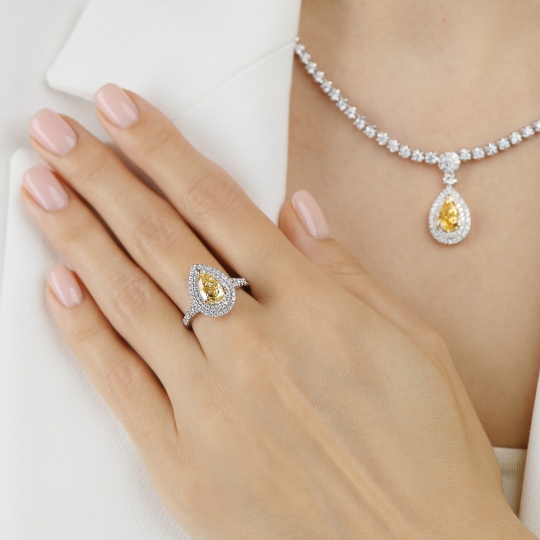 Pierścionek z żółtym diamentem laboratoryjnym (R100392 YW LGDY) : 10