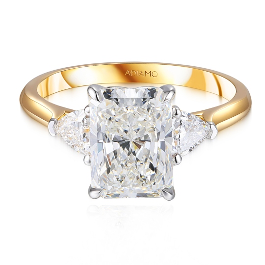 Pierścionek z diamentami laboratoryjnymi w szlifie radiant (R100735 YW LGD 3,00ct)