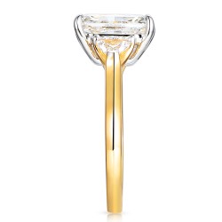 Pierścionek z diamentami laboratoryjnymi w szlifie radiant (R100735 YW LGD 3,00ct) - zdjęcie: 5