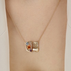 Naszyjnik z kolorowymi kamieniami (N12524 Y AM,BT,CT)