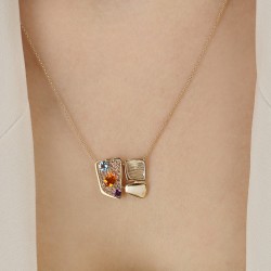 Naszyjnik z kolorowymi kamieniami (N12524 Y AM,BT,CT) - zdjęcie: 3