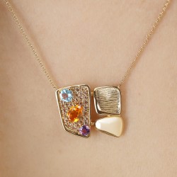 Naszyjnik z kolorowymi kamieniami (N12524 Y AM,BT,CT) - zdjęcie: 4