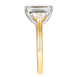 Pierścionek z diamentami laboratoryjnymi w szlifie szmaragdowym (R100735 YW LGD 3,01ct): 13 - zdjęcie: 5