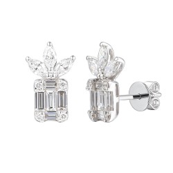 Kolczyki z diamentami laboratoryjnymi (E100008 W S LGD) - zdjęcie: 2