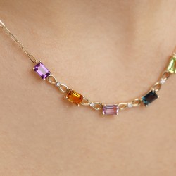 Naszyjnik z kolorowymi kamieniami i diamentami (N12478 Y BT,CT,AM,PT,PAM) - zdjęcie: 4