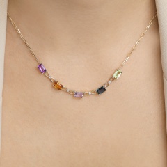 Naszyjnik z kolorowymi kamieniami i diamentami (N12478 Y BT,CT,AM,PT,PAM)