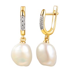 Kolczyki z perłami i diamentami (E98984 Y A PL) - zdjęcie: 2