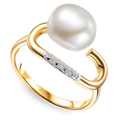 Pierścionek z perłą i diamentami (R98984 Y PL): 10 - zdjęcie: 2