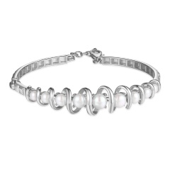 Bransoletka srebrna z perłami (B10120 W PL 925)