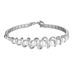 Bransoletka srebrna z perłami (B10120 W PL 925) - zdjęcie: 2
