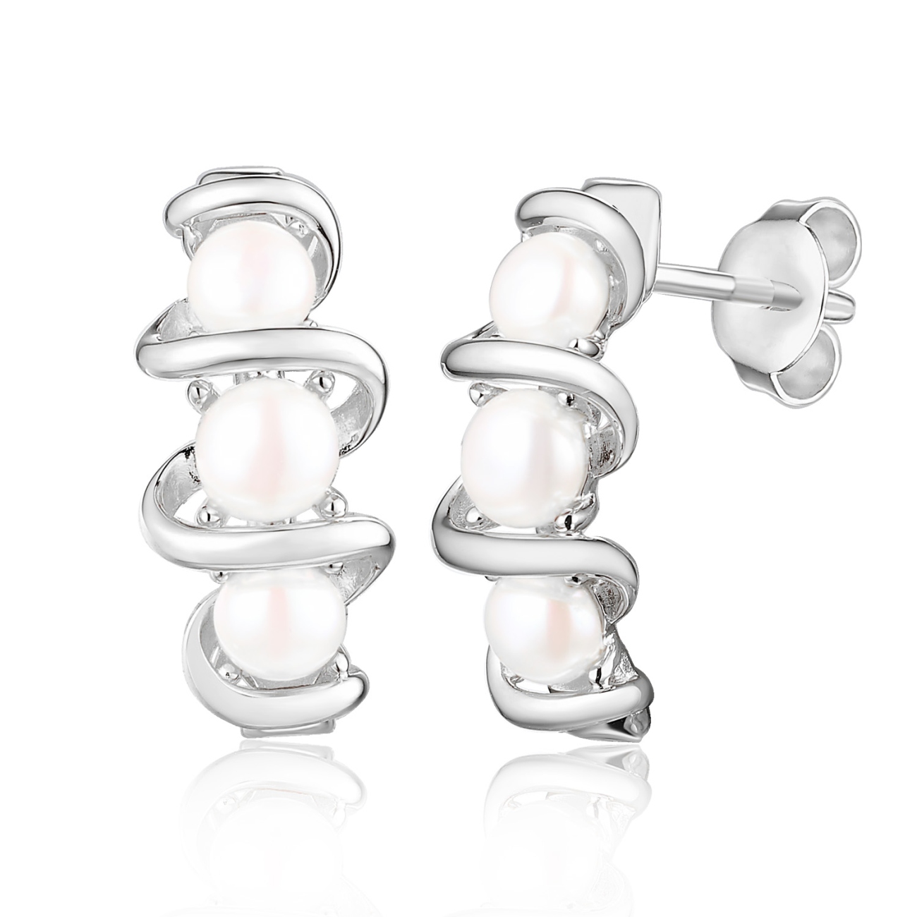 Kolczyki srebrne z perłami (E100860 W S PL 925)