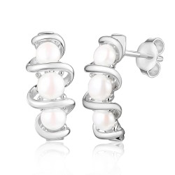 Kolczyki srebrne z perłami (E100860 W S PL 925) - zdjęcie: 2