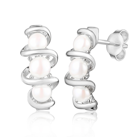 Kolczyki srebrne z perłami (E100860 W S PL 925)